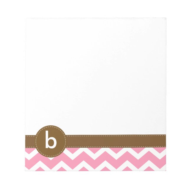Pink Zig Zag Muster Monogramm Notizblock (Vorderseite)