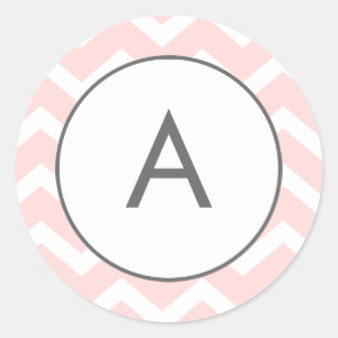 Pink Zig Zag Zickzack Muster Monogramm Runder Aufkleber