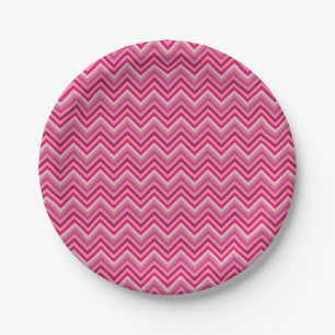 Pink Zig Zags Pappteller