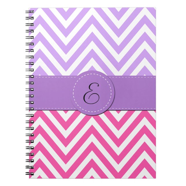 Pink Zigzag, Lila Zigzag, Zickzack, Monogramm Notizblock (Vorderseite)
