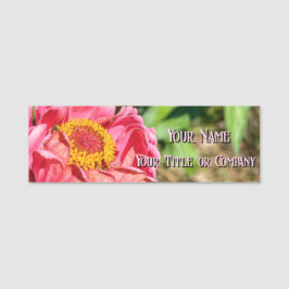 Pink Zinnia Blume Name des benutzerdefinierten Bil Namensschild