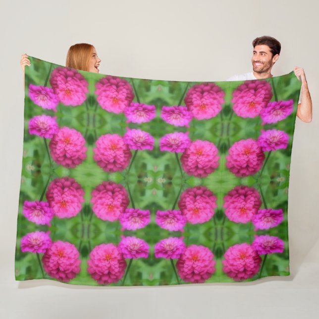 Pink Zinnia Blume Pair Abstrakt Fleecedecke (Beispiel)