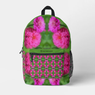 Pink Zinnia Blume Pair Abstrakt Personalisiert Bedruckter Rucksack