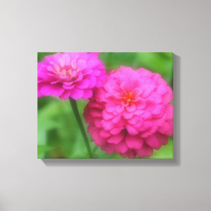 Pink Zinnia Blume Pair Leinwanddruck
