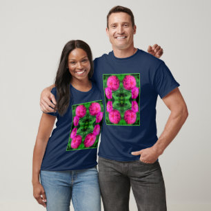 Pink Zinnia Blume Pair Nah Abstrakt T-Shirt