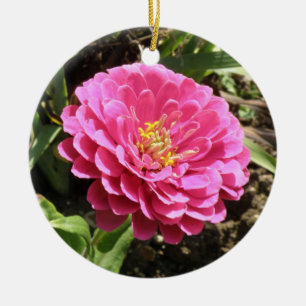 Pink Zinnia Custom Geburtstag Keramik Ornament