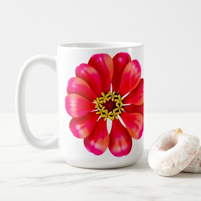 Pink Zinnia Kaffeetasse (Mit Donut)