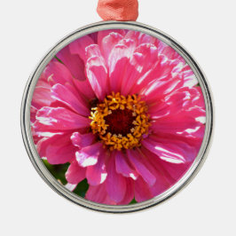 Pink Zinnia Ornament Aus Metall