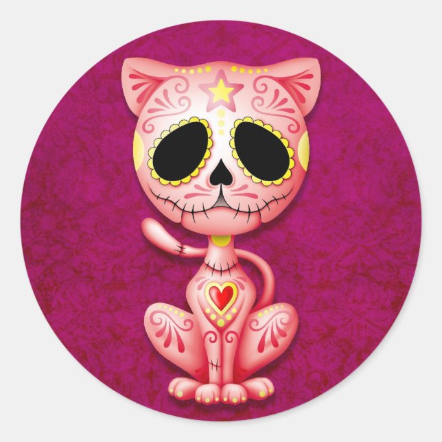 Pink Zombie Sugar Kitten Runder Aufkleber (Vorderseite)