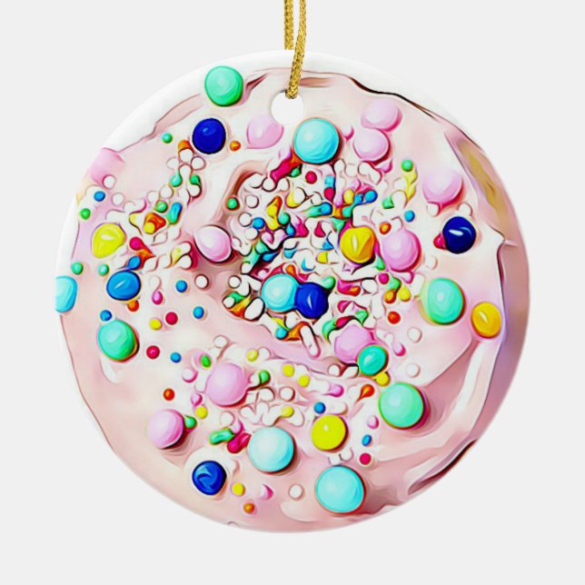 Pink Zucker Cookie Realistisches Essen Weihnachten Keramik Ornament (Vorne)