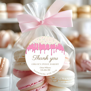 Pink Zuckerguss Tropfen Backen Vielen Dank Runder Aufkleber