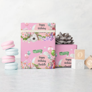 Pink zum Geburtstag, individuell anpassbares Wrapp Geschenkpapier