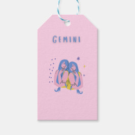 Pink Zwillinge, Sternzeichen, Sternzeichen-Druck Geschenkanhänger