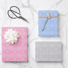 PINKBLAU-GRAUEN-PATTER INTRICATE GESCHENKPAPIER SET