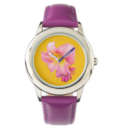 Pinke Blumen Armbanduhr