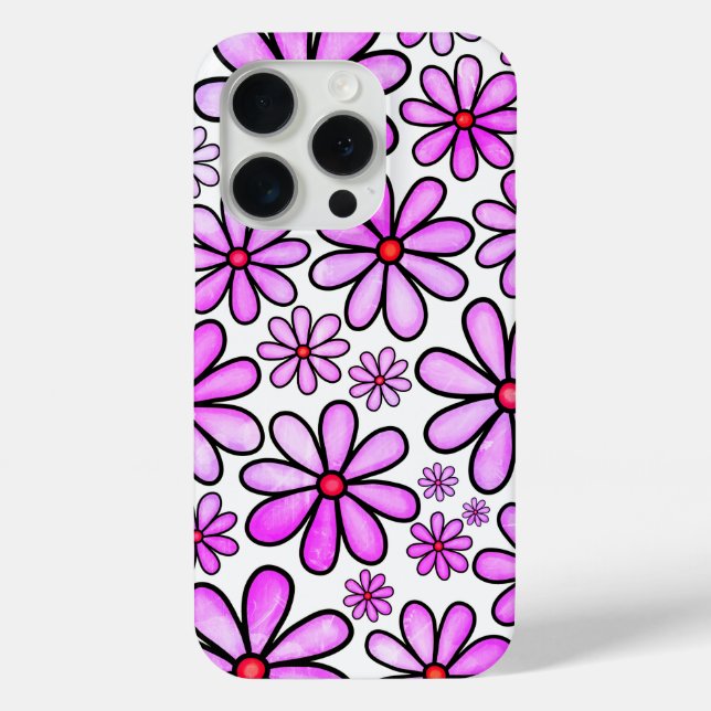 Pinke Blumen Case-Mate iPhone Hülle (Rückseite)