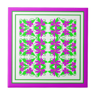 Pinke Blumen Fliese