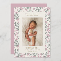 Pinke Blumen | Geburtsankündigungskarte