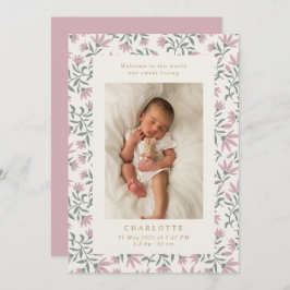 Pinke Blumen | Geburtsankündigungskarte Einladung