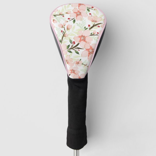 Pinke Blumen Golf Headcover (Vorderseite)