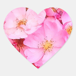 Pinke Blumen Herz-Aufkleber