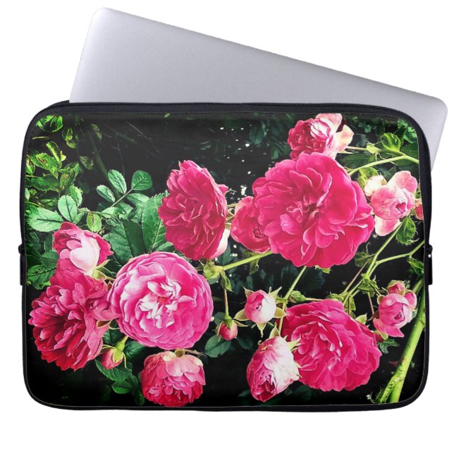 Pinke Blumen Laptopschutzhülle (Vorderseite)