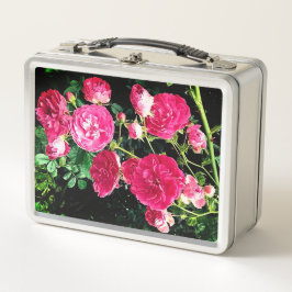 Pinke Blumen Metall Brotdose