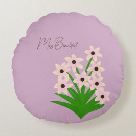 Pinke Blumen Rundes Kissen