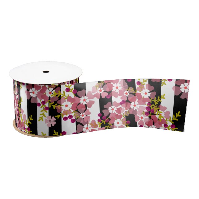Pinke Blumen Satinband (Spule)