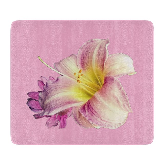 Pinke Blumen Schneidebrett (Vorderseite)