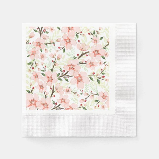 Pinke Blumen Serviette (Vorderseite)