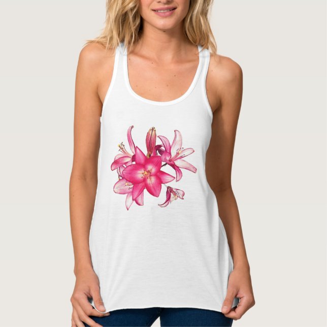 Pinke Blumen Tank Top (Vorderseite)