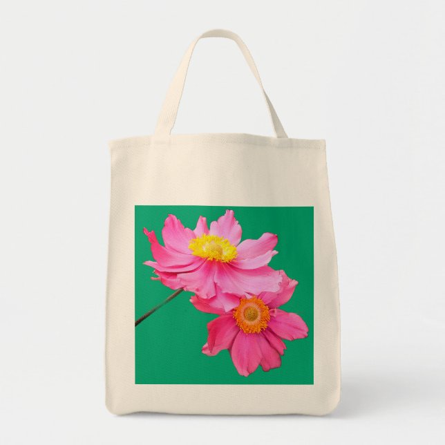 Pinke Blumen Tragetasche (Vorne)
