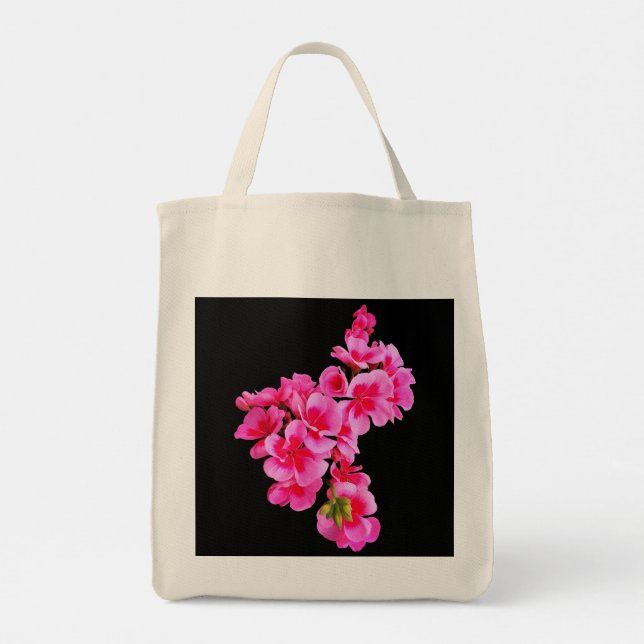 Pinke Blumen Tragetasche (Rückseite)