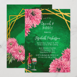 Pinke Chrysanthemums Geometrische Brunch & Bubbly Einladung