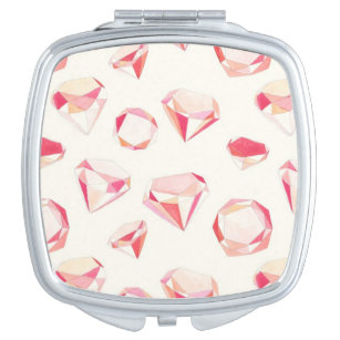 Pinke Diamonds, geometrische Handzeichnung Taschenspiegel