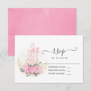 Pinke geometrische Aquarellkristalle RSVP Karte