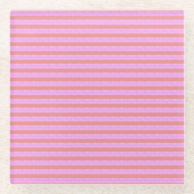 Pinke geometrische Streifen Glasuntersetzer (Vorderseite)