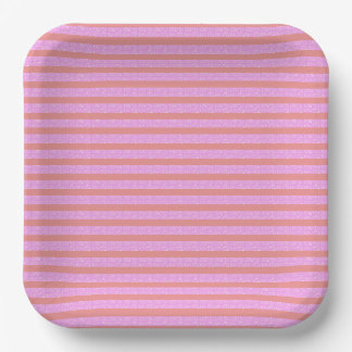 Pinke geometrische Streifen Pappteller