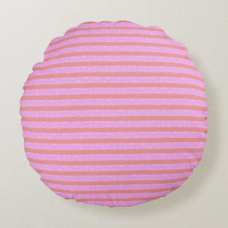 Pinke geometrische Streifen Rundes Kissen