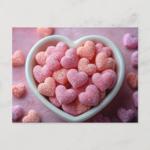 Pinke Herzen aus Zucker Valentinstag Postkarte