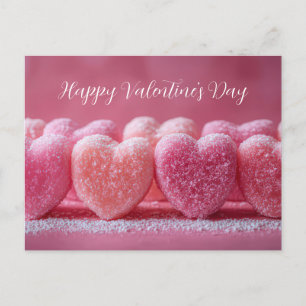 Pinke Herzen aus Zucker Valentinstag Postkarte