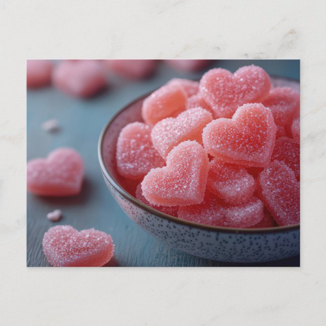 Pinke Herzen aus Zucker Valentinstag Postkarte (Vorderseite)