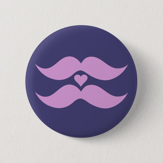 Pinke Mustaches benutzerdefinierte Taste Button (Vorderseite)