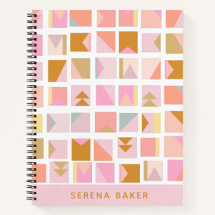 Pinke Pastellfarben Geometrische Personalisierte Notizbuch
