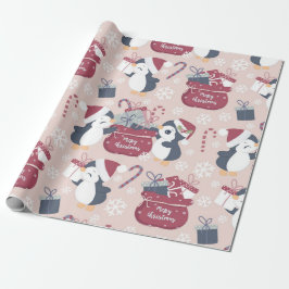 Pinke Pinguine  Geschenkpapier
