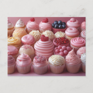 Pinke süße Cupcakes Valentinstag Postkarte