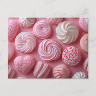Pinke Süßigkeiten aus Zucker Valentinstag Postkarte
