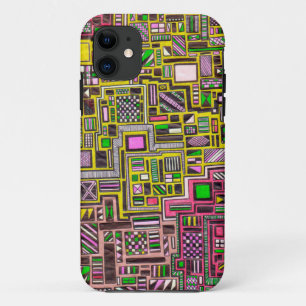 Pinke und gelbe geometrische Formen Pop Art Punk iPhone 11 Hülle