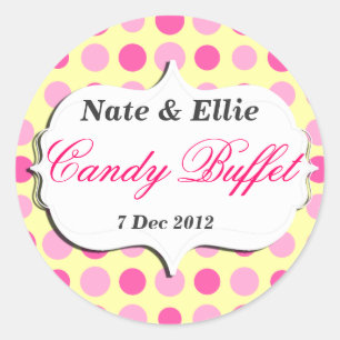 Pinke und gelbe gepunktete Candy Buffet Aufkleber